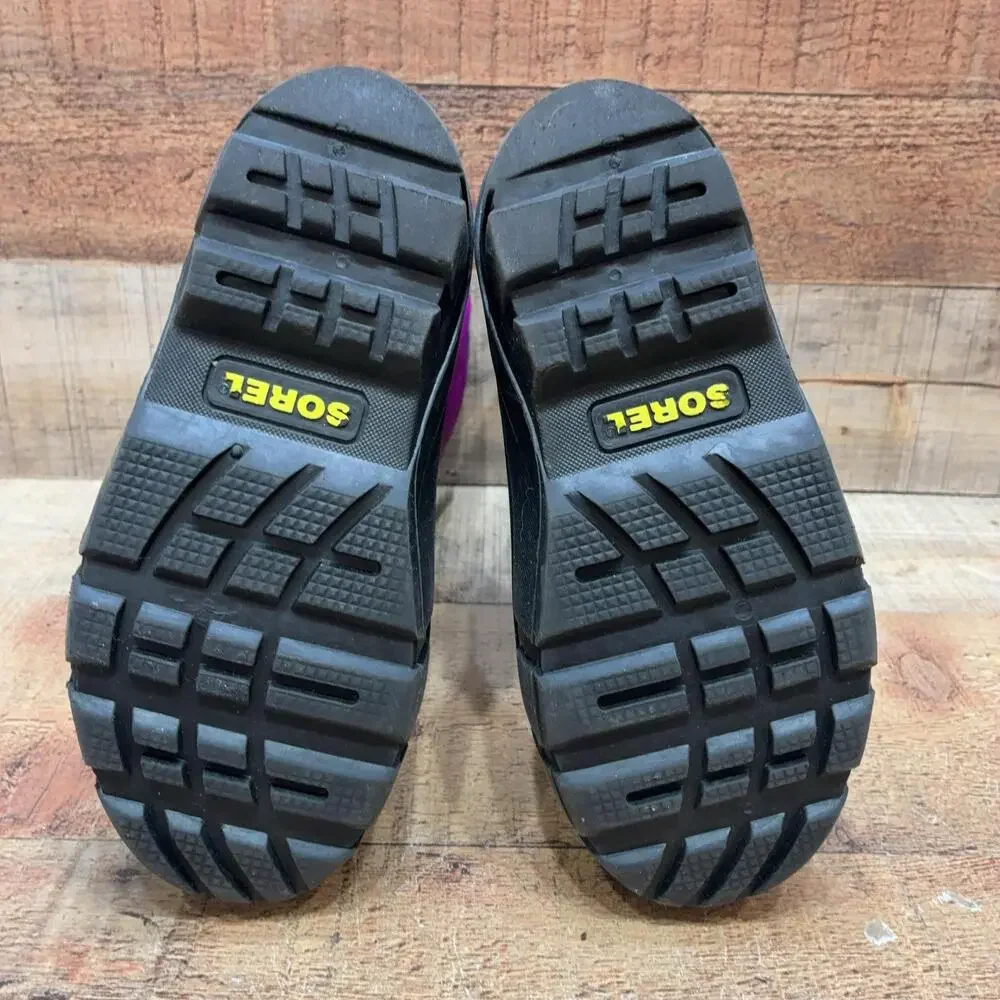 Sorel Snow Boots Kids Size 1 32 Purple Blue Nylon Waterproof Winter NY1885-484